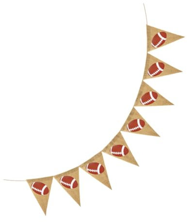 OKUMEYR Rugby Design Bunting Flag Sports Banner Party Supplies Rustic Linen Decor