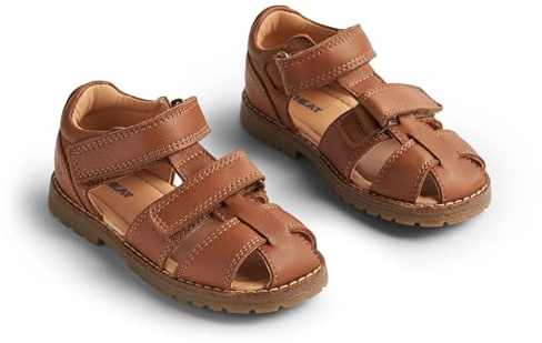 Wheat unisex barn stängd sandal Bassi äkta läder lära-gå-sko, 9002 konjak, 32 EU