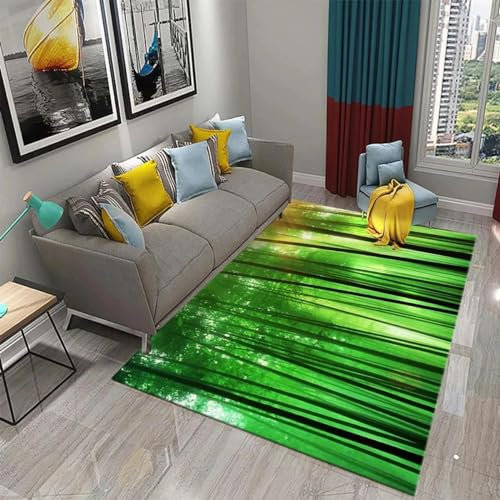 XINRUYI 3D Grüner Bambus Wald Bambusteppich Wohnzimmer Schlafzimmer Küche Bad rutschfeste Matte Dekoration