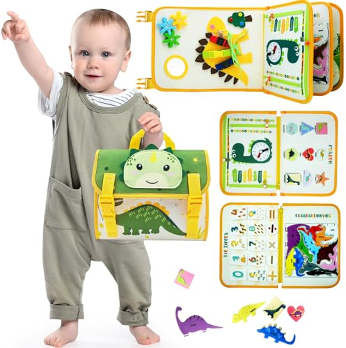 Almaxi Busy Board Deutsch, Montessori Spielzeug ab 2 Jahre Kleinkind, Dinosaurier Montessori Activity Board Lernspielzeug Motorikspielzeug Geburtstagsgeschenk Busy Book für 1 2 3 4 Jungen Mädchen