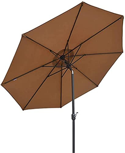 Parasol de terrasse Parasols de jardin extérieurs Grand parasol de marché extérieur de 9,8 pieds, parasol de plage avec inclinaison à bouton-poussoir, manivelle et 8 nervures robustes, sans base de p