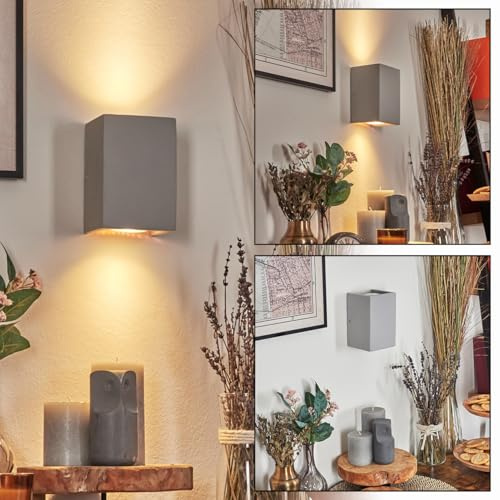 Wandleuchte Rurup, Wandlampe aus Metall/Beton in Grau/Silberfarben Leuchte im modernen Design mit tollem Lichteffekt an der Wand, 2 x GU10, ohne Leuchtmittel