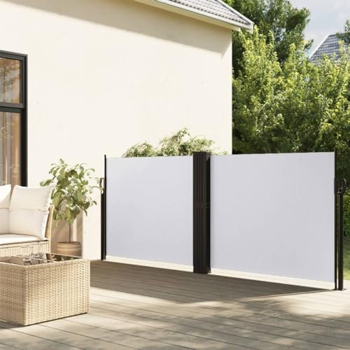 JUDYY Seitenmarkise Weiß 120x1200 cm, Sichtschutz Terrasse, Windschutz Balkon, Vertikalmarkise, Balkon Seitensichtschutz, Balkon Sonnenschutz - 4004796