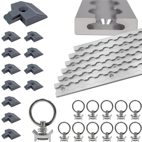 Airlineschiene 6X 1,5 Meter eckig Silber eloxiert im Set mit 12 Ösen und 12 Endkappen, Alu Zurrschiene robust, hohe Stabilität und Langlebigkeit, Anhänger, PKW, Camper, Wohnmobil Airline- Schiene