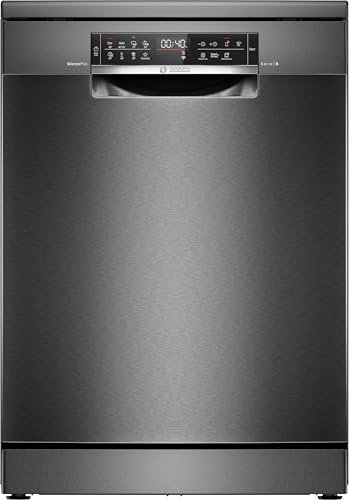 Bosch SMS6ECC12E Serie 6, Lavastoviglie da libera installazione, Home Connect, Extra Clean zone: lavaggio intenso per lo sporco più ostinato, Assistente al lavaggio, Programma Preferito,Nero, 60 cm