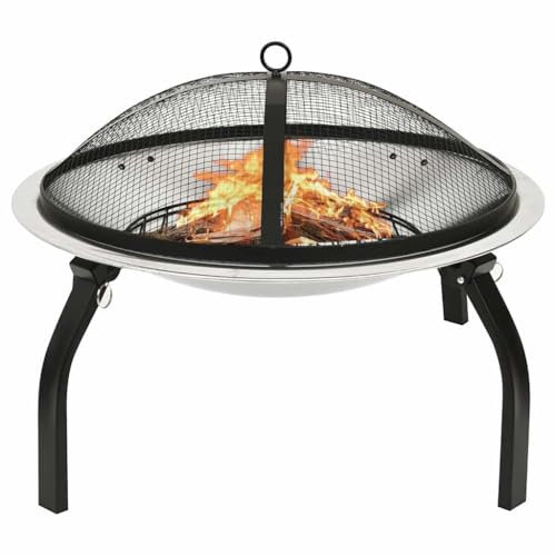 Lauuoeriau Brasero et barbecue 2 en 1 avec tisonnier en acier inoxydable 56 x 56 x 49 cm