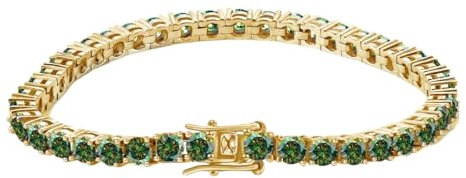 LOEXZAH Grünes Moissanit-Tennisarmband für Damen und Herren, Diamant-Tennisarmband, rotvergoldet, 3 mm, Herren-Diamantarmband, Geburtstagsgeschenk, Diamantschmuck (Gold, 22 cm, Grün), 8.66inch, Stein,