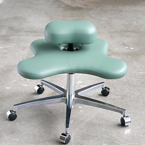 LULUMAIC Meditationsstuhl, kniender Bürostuhl, multifunktionaler ergonomischer Haltungsstuhl mit Rollen für Zuhause und Büro (grüne Griffverstellung)