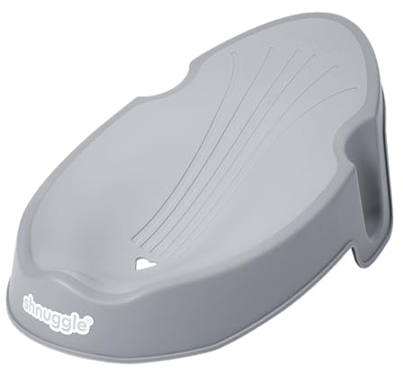 Shnuggle Newborn Baby Bath Support - Compact Soft Touch Support - Ideal Angle for Hands Free Bathing | from 0-3 Months | Safe and Supportive | Grey