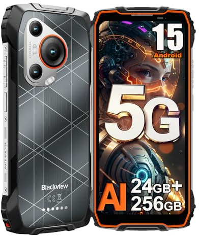 Blackview BL7000 24Go+256Go Telephone Portable Incassable, Double Écran 6.78 FDH+, Téléphone Débloqué 5G, 7500mAh Smartphone Incassable Etanche IP68, 50MP+32MP/Dual 5G/OTG/GPS/NFC (Orange)