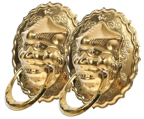 HOMSFOU 2stücke Antiker Löwenkopf Türklopfer Vintage Messing Für Dekorative Haustür Accessoires Im Chinesischen Stil Praktisch Und