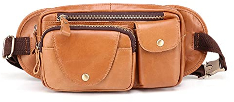 Bauchtasche für Damen Herren, Herren Echtes Leder Taille Tasche Fanny Pack Reise Festival Laufen Wandern Radfahren Klettern Outdoor Sport Bum Bag telefonbeutel