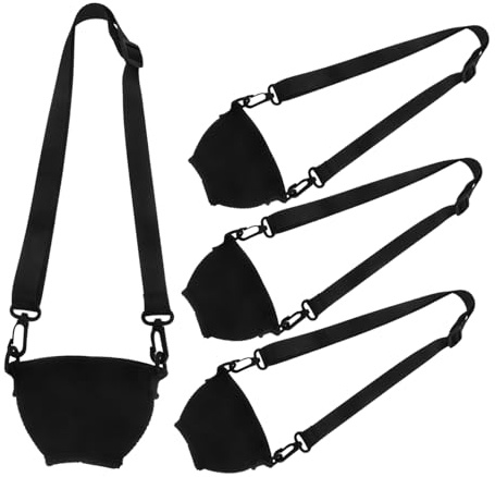 ABOOFAN 4pcs Adjustable Wine Glass Holder Necklace Set Black Neoprene Sleeve and Funnel, Stemmed Glass Lanyards for Wedding Party Festivals, Portable Drink Sleeve Holder for Wine and