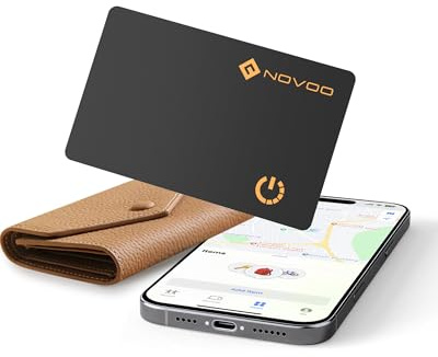 NOVOO Slim SmartCard Wallet Tracker, Air Locator Tag - 1.6mm Thin, 6-Year Battery, IP68 Waterproof, Apple Find My Compatible (iOS Only), Bluetooth GPS Item Finder (1-Pack)