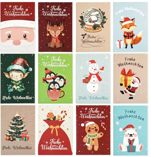 Hopton 12 Stück Mini Notizbuch Weihnachten, Kleine Geschenke für Adventskalender Füllung Kinder, 10×7 cm Weihnachts Notizblock Klein, Party Geschenke Bag Fillers für Kollegen, Schüler