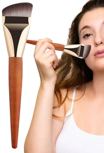 Cepillo de mezcla de base - Cepillo de maquillaje de de mango de madera | herramienta de contorno profesional | Aplicador de líquido y polvo, cerdas, pulido para acabado sin fa