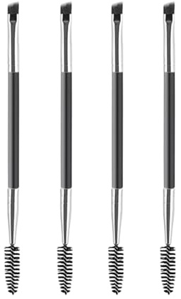 dinghaole Lot de 4 brosses à sourcils duo coudées, réutilisables, pinceau biseauté et pinceau bobine, pinceau mascara, applicateur de cils pour cils et maquillage des sourcils