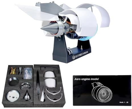 SKYMECHMAN A38X - Kit motore turbofan in scala 1/24, motore simulatore in resina stampato 3D con velocità di rotazione variabile, montaggio fai da te, schermo da scrivania per