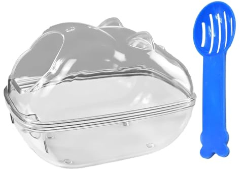 Fadcaer Hamster Sand Bath Container,Small Animal Bathtub with Sand Shovel,Transparent Hamster Toilet Hamster Bathroom for Gerbil Dwarf Hamster Guinea Pig Pet Cage Accessories (Style3, 14.5 * 10 * 10)