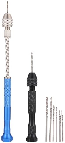 DEARMAMY Juego de Brocas Manuales de Acero para Resina y Madera, Taladro Manual Compacto Mandril Ajustable, Herramientas de Precisión para Joyería y Bricolaje, 12 Piezas, Uso Artesanal