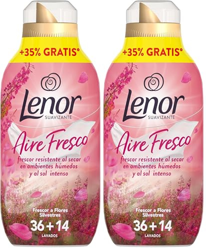 Lenor Aire Fresco Suavizante Para Ropa Frescor A Flores Silvestres 50 Lavados, 700ml, Frescor Resistente Al Secar En Ambientes Húmedos O Al Sol Intenso (Paquete de 2)