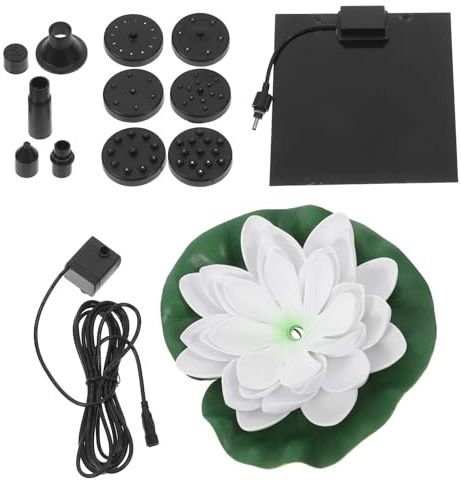 Abaodam Fontaine Solaire Lotus Flottante 25W pour Bain d'oiseaux Petite Fontaine Décorative de Jardin Étanche en Plastique Blanc Pompe à Énergie Solaire pour Étang et Extérieur