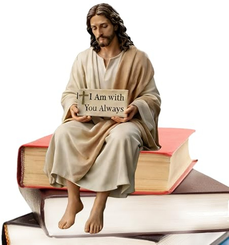 Figura de Jesucristo - Estatuilla Espiritual E Inspiracional De Resina Pintada A Mano | Figuritas De Jesús Para Escritorio | Para Estantería Escritorio Hogar Dormitorio Sala Living Cumpleaños Pascua A