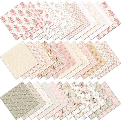 FOSDICK 36 Hoja Papel Scrapbooking Flores, Vintage Elegante Papel Decoupage, 15x15 cm Papeles Scrapbooking, Scrapbook Paper con Diseños Flores para Journaling, DIY Album Scrapbook, Decoupage, Regalos