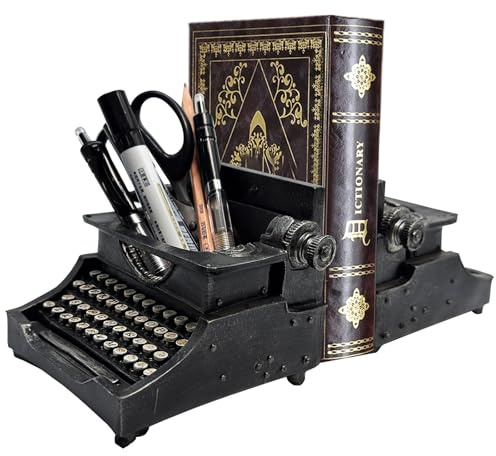 Vintage Dekorative Harz Buchstützen, alte Schreibmaschine Bleistifthalter Buchstützen Antiken Stil Buch Stopper, Schreibmaschine Dekor für Bücher Regale Heim Büro Dekorationen