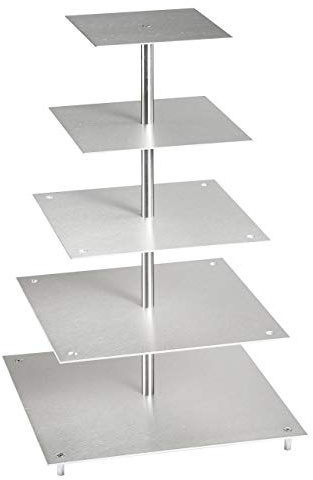 Alzata per torte in alluminio, per matrimoni, feste, 5 ripiani, per torte nuziali, rettangolare, 21 x 21 - 26 x 26 - 31 x 31 - 36 x 36 - 41 x 41 cm