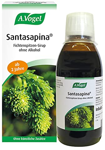 A.Vogel Santasapina Fichtenspitzen Sirup 200 ml, beruhigend für Hals und Rachen, ohne Alkohol und Zuckerzusätze, für Erwachsene und Kinder ab 2 Jahren