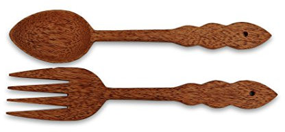 Handmade Coconut Wood Giant Fork & Spoon Set Wall Kitchen Home Décor
