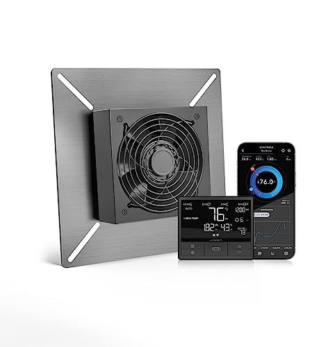 AC Infinity AIRTITAN T3, ventilationsfläkt 15,2 cm med temperaturfuktighetsregulator, för kryputrymme, källare, garage, vind, hydroponik, odlingstält