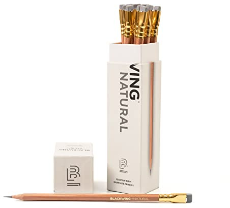 Blackwing Natural Pencils - 12 Count, Nautral Wood Design, Premium Japanese Graphite, Long lasting Extra-Firm Lead