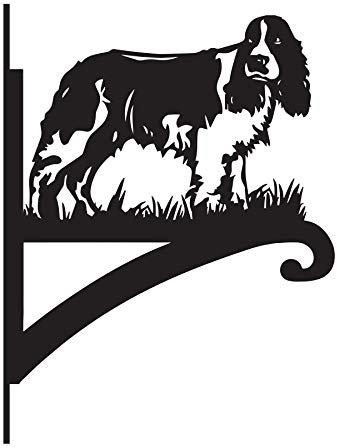 Black Country Metal Works English Springer Spaniel Dog Iron Hanging Basket Bracket