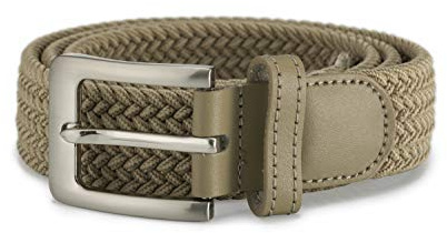 Streeze Cinturón 32mm Elásticoastizado y Trenzado. 6 Tamaños de Pequeño a 3XL. Hebilla Plateada. Ideal para Jeans (Beige, M)