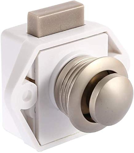 POFET Pestillo de botón para armario, muebles, armario, cerradura de puerta sin llave, para caravana, autocaravana, cámper (blanco)