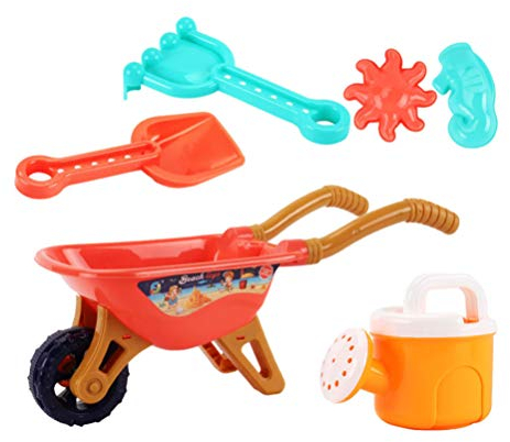TOYANDONA Kinder Strand Sandspielzeug Set Sandkasten Gartenwerkzeug Schaufel Schubkarre Gießkanne Meerestier Formen Wasser Spielzeug Set für Kinder Kleinkinder Gesc henk 6 Stück Zubehör Farbe zufällig