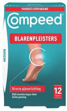 Compeed Blister Plasters Medium Size 12 Pack - Hydrocolloid Foot Treatment - Heal Fast