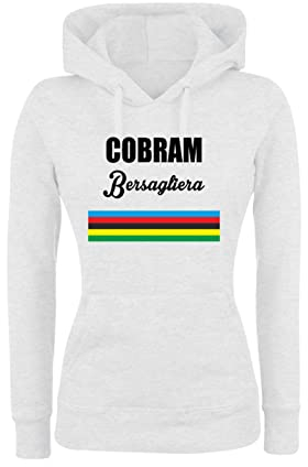 Social Crazy Felpa Donna con Cappuccio Basic Top qualità Top vestibilità - Cobram Bersagliera - Coppa Cobram - Divertente Humor Made in Italy (Bianco, XXL)