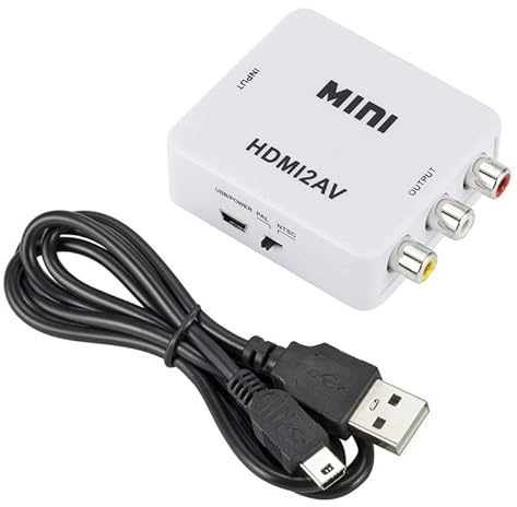 Ziyan HDMI a AV, 1080P HDMI a AV, adaptador convertidor HDMI a 3RCA, convertidor de HDMI a RCA CVBS compuesto de audio HDMI a AV con cable de carga USB para TV DVD PAL PS3 NTSC(blanco)