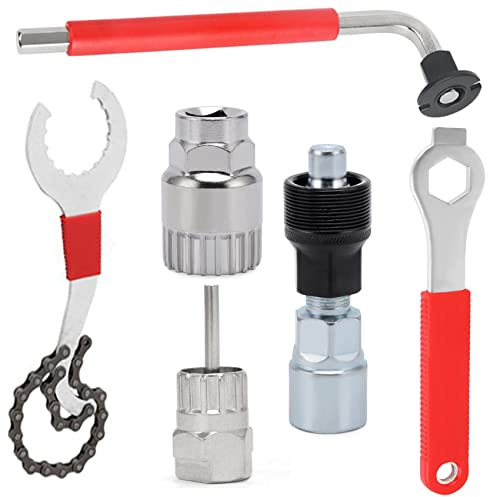 CYBTM Bike Repair Tool Kit Crank Puller Cassette Removal Tool with Chain Whip Bottom Bracket Extractor Flywheel Sprocket Remover Auxiliary Wrench Rotor Lockring Removal with Pin