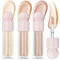 Flüssiger und Creme Highlighter für Natürliches Licht - Gesicht und Körper Glow Makeup, Aufhellend für Festival und Party (#01+02+03, 3 Stück)