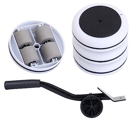 WEPUMP Heavy Duty Furniture Lifter 4 Appliance Roller 440 LBS Load Capacity Wheels + Adjustable Lifting Tool Lever Suitable Easy Safe Moving Sofas Couch Washer Dryer Refrigerator Bed