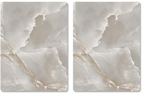 Pagnanno Hob Covers Chopping Board Pack of 2 - Versatile Kitchen Board Glass Worktop Savers - Heat Resistant Sink Boards, Worktop Protectors - Marble Effect Grey (Design 3, 50x40CM)