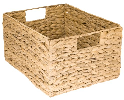 HMF cesta de almacenamiento, cesta plegable trenzada de jacinto de agua junco de mar | talla L | 36 x 28 x 20 cm
