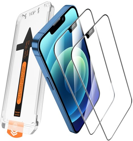 JEHOO 2 Stück für iPhone 12/ iPhone 12 Pro Panzerglas Schutzfolie, Automatische Staubentfernung, Full Schutz, Kein Staub Keine Blasen Hartglas Displayschutzfolie