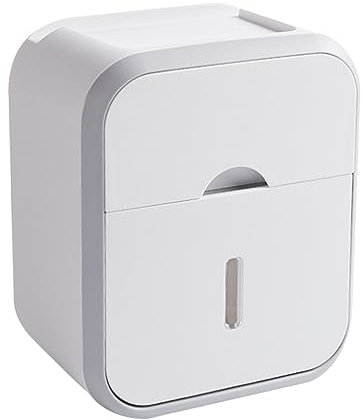 Toilet Paper Holder,Self Adhesive Waterproof Toilet Paper Box,Wall Mount Toilet Roll Holder with Drawers,No Drilling Paper Towel Dispenser for Bathroom Toilet Roll Paper Fold Paper Storage
