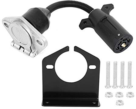 Klanata 7-poliger Flachstecker auf 7-poliger Rundstecker Anhänger Adapter - Robuster Wohnmobil- und Sattelanhänger-Verbinder