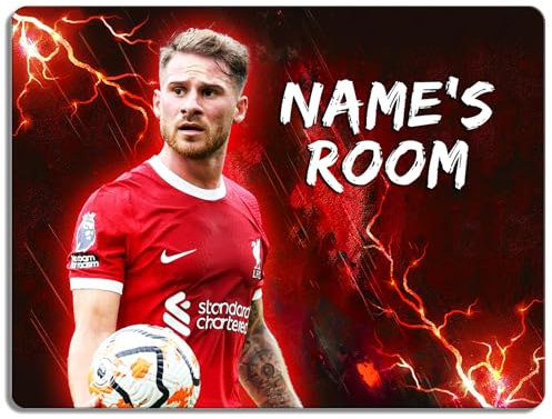 Personalised Mac Allister Bedroom Door Sign Football Legend Room Name Plaque Children's Boys Liverpool Football Player Kids Birthday Gift NLD42